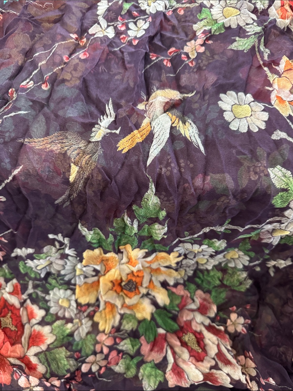 Johnny Was Camila NWT Dark Floral Scarf with Multicolor Bouquet - Picture 6 of 10